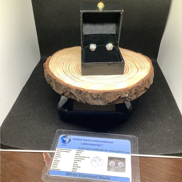 3 CTW White Diamond Earrings - Picture 2 of 5